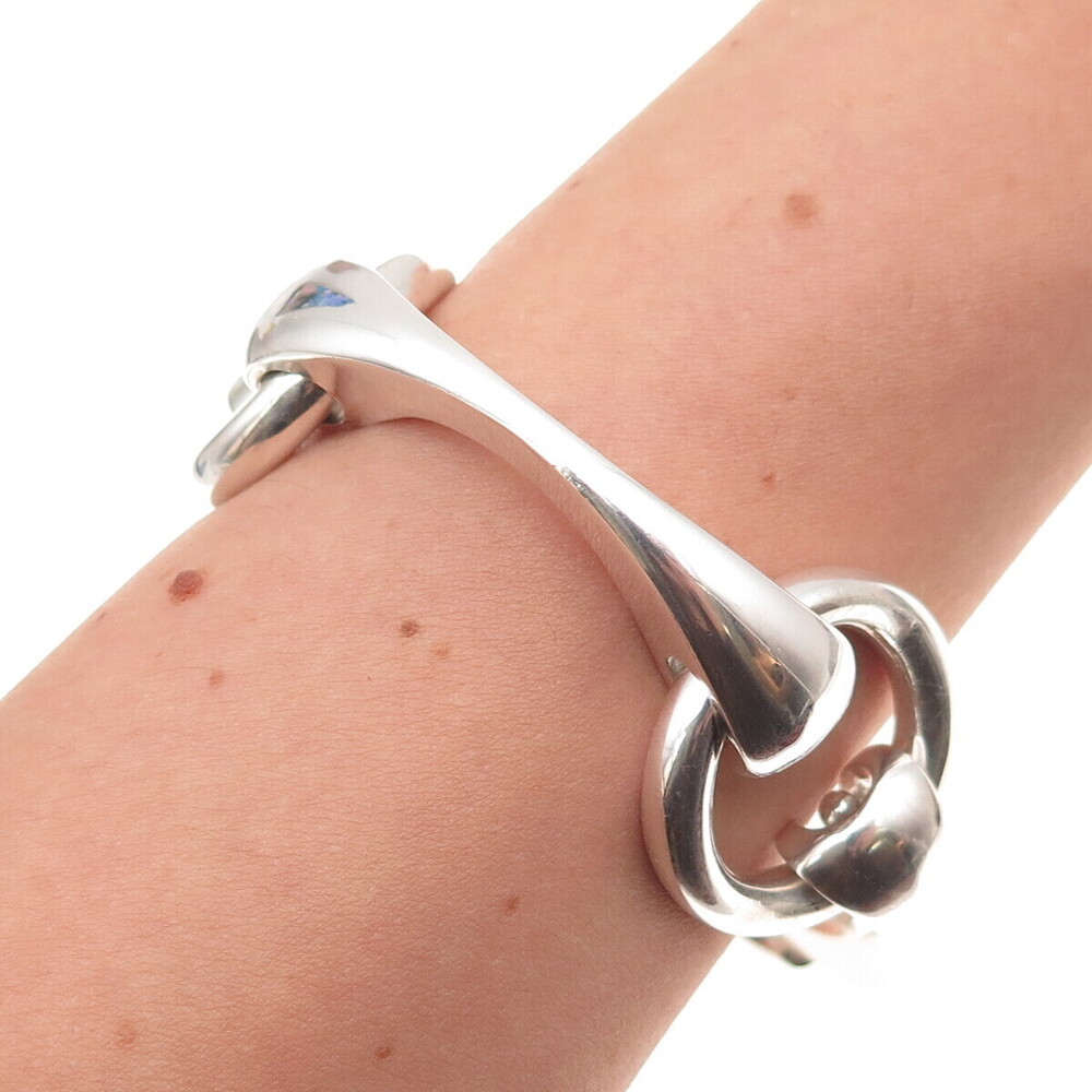 Gayer & Krauss 835 Silver Vintage Germany Horsebit Modernist Bracelet 6.75"